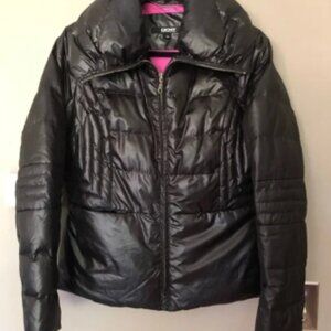 DKNY Short Black & Hot Pink Puffer Winter Coat Size Medium